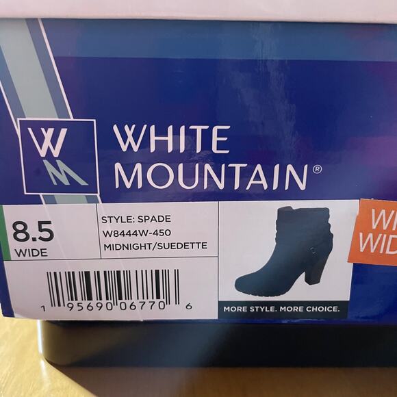 White Mountain Women's Spade Heeled Booties navy 8.5W - Picture 12 of 12